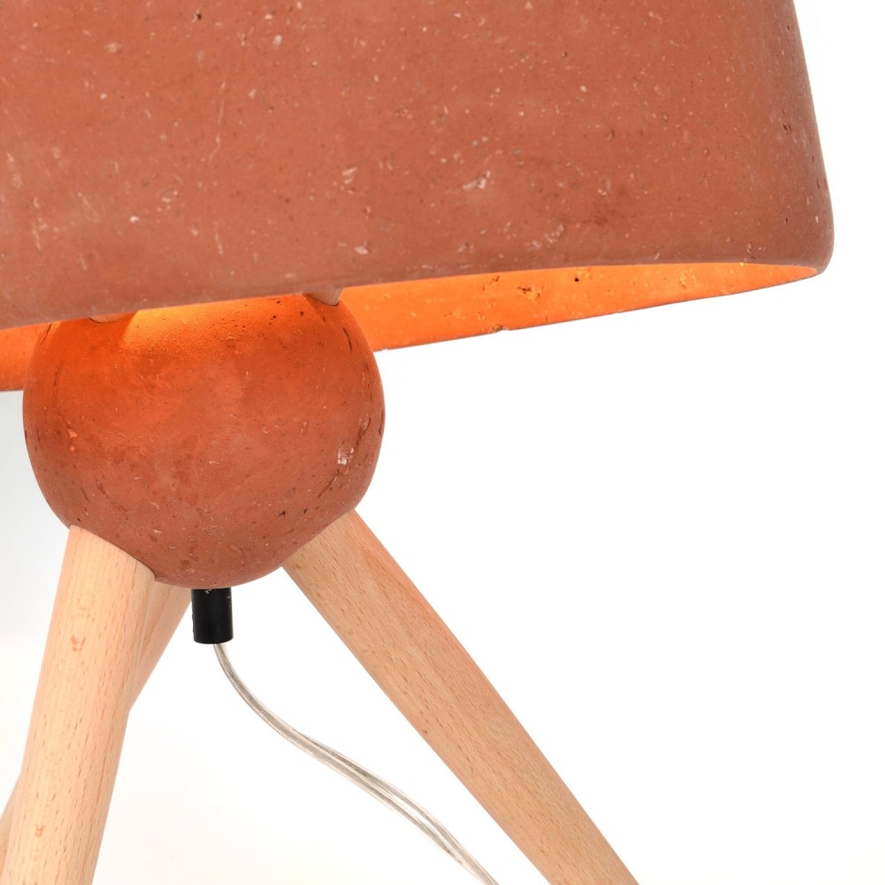 Lampe à poser sculpturale en bois de hêtre et matériau papier-plâtre, fabrication artisanale