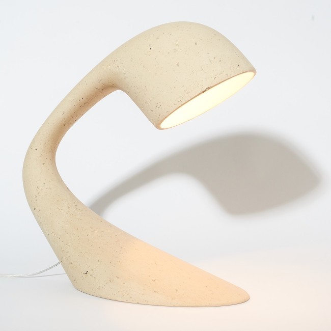 Lampe de table organique en plâtre et papier recyclé, design unique Lampe de table organique en plâtre et papier recyclé, design unique