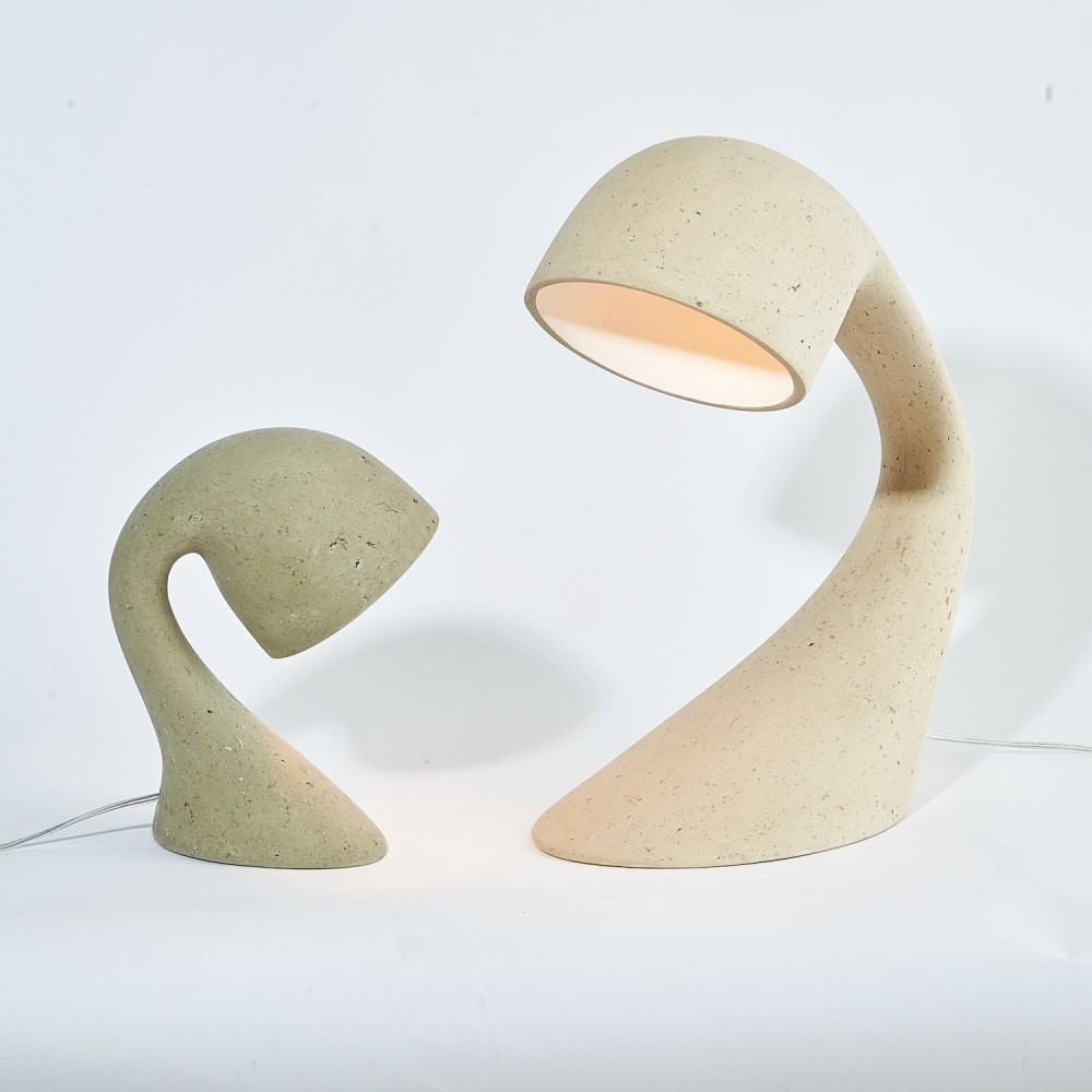 Luminaire organique contemporain pour chevet, matériaux écologiques en papier et plâtre