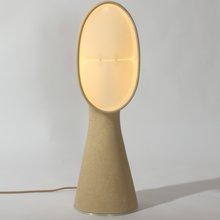 Amba 95, sculptural lamp in recycled paper | Henri Dejeant