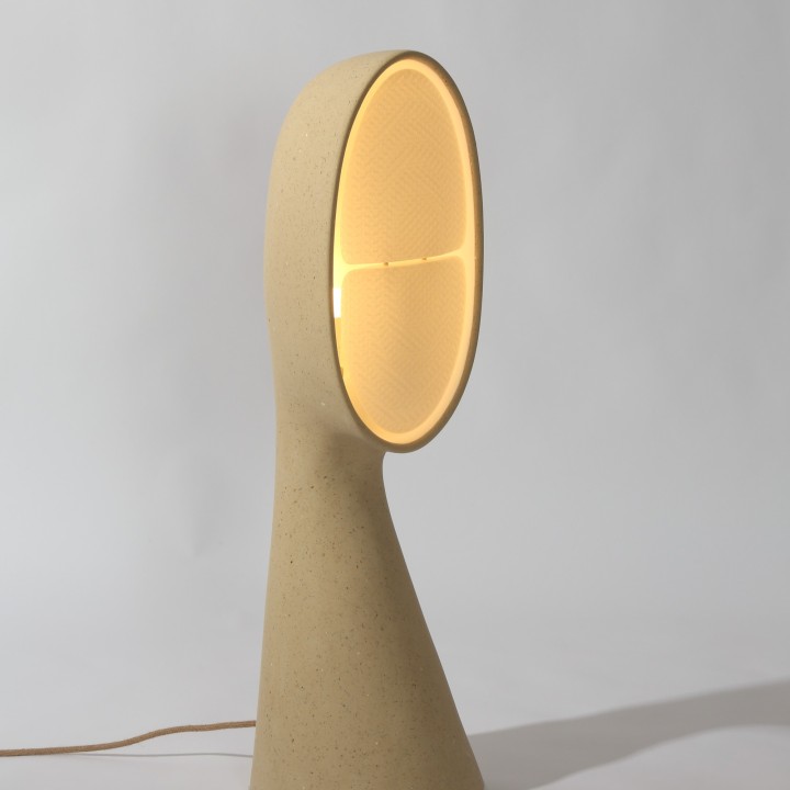 Amba 95, sculptural lamp in recycled paper | Henri Dejeant