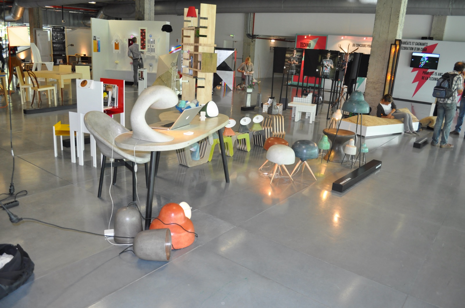 Lamps and furniture on a stand at the Maison&Objet off show